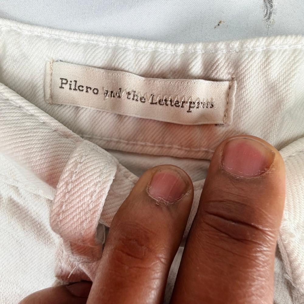 Pilcro and the Letterpress White Wide Leg Jeans High Rise Ladder Stitch Size 27 - Picture 6 of 13